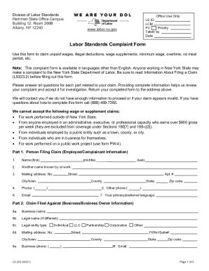 us department of labor complaint.